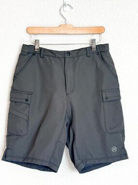 Novara Mountain Biking Cargo Shorts Men's Medium Gray Padded Liner Elastic Waist
